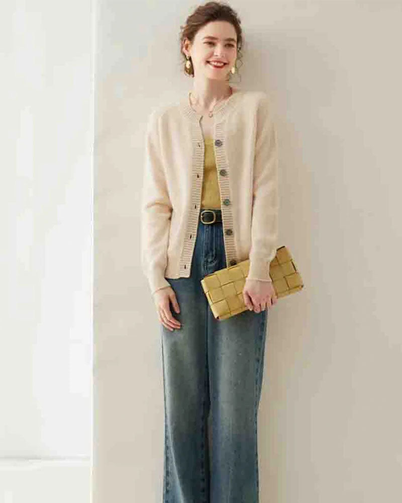 100% Cashmere Knitted Cardigan