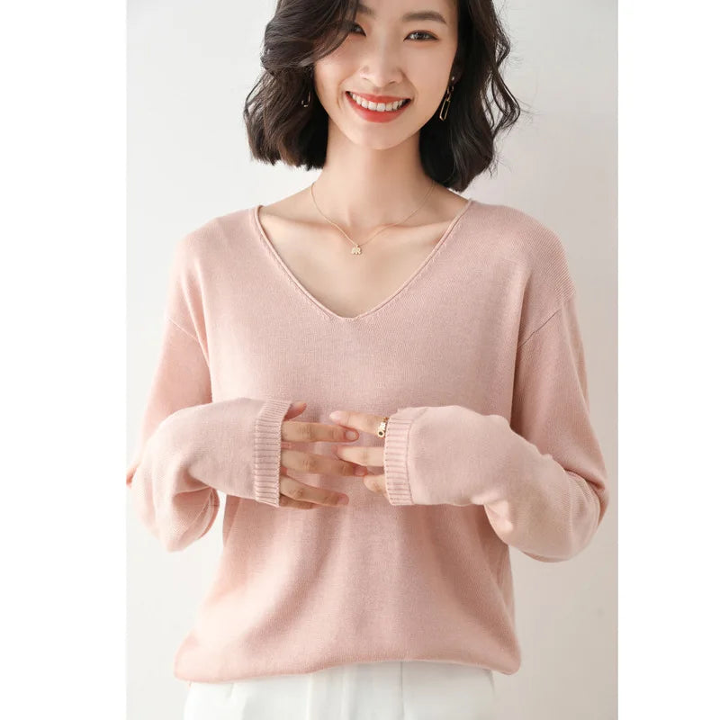 V-Neck Wool Blend Knitted Jumper