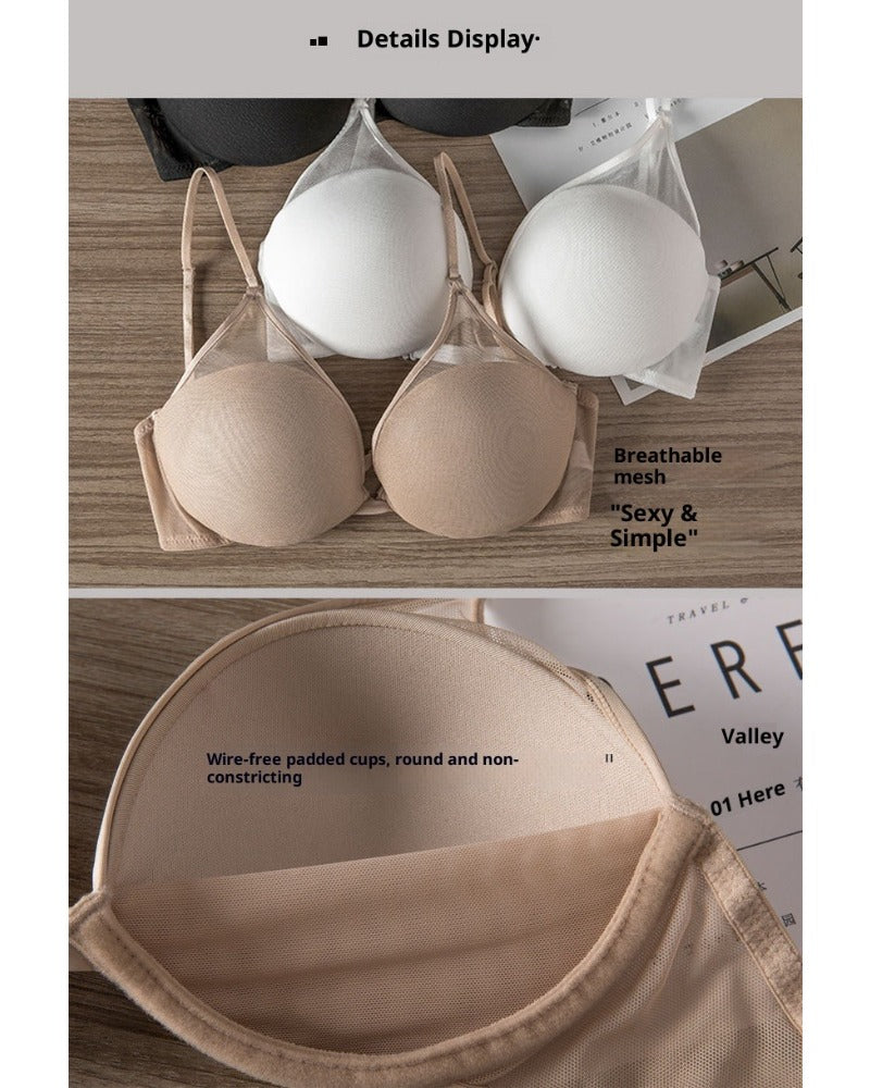 U-shaped mesh neck and back underwear Bra