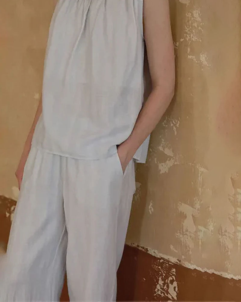 Light-colored Striped Loungewear Set