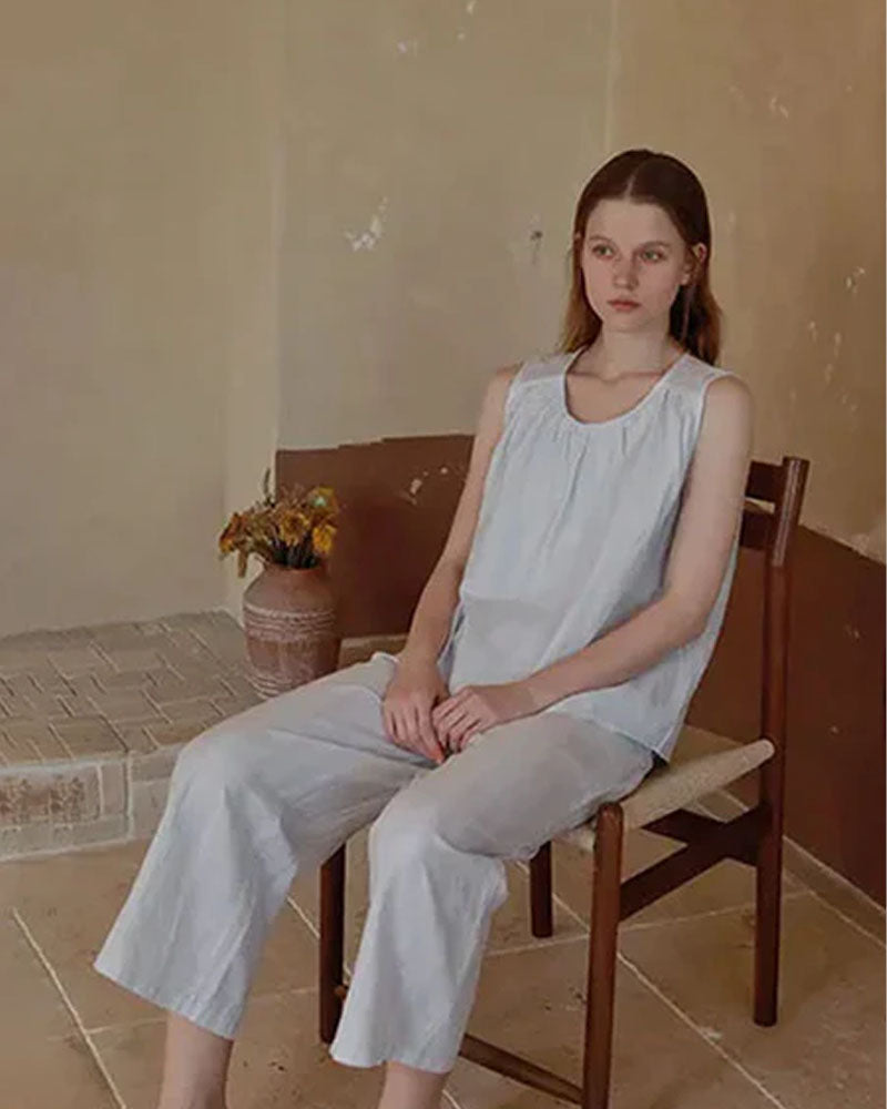 Light-colored Striped Loungewear Set