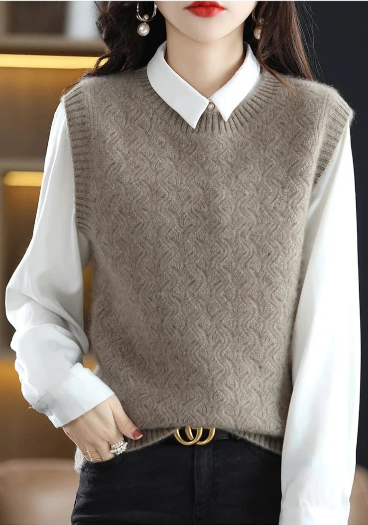 Crewneck Wool Knitted Vest