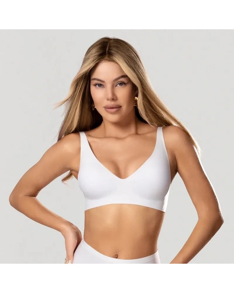 V-neck seamless rimless bra