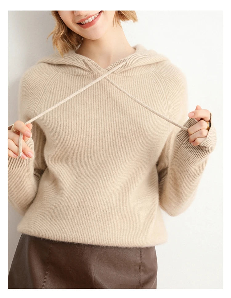 Wool Knitted Hooded Sweater