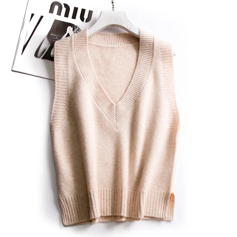 V-Neck Wool Knitted Sweater Vest