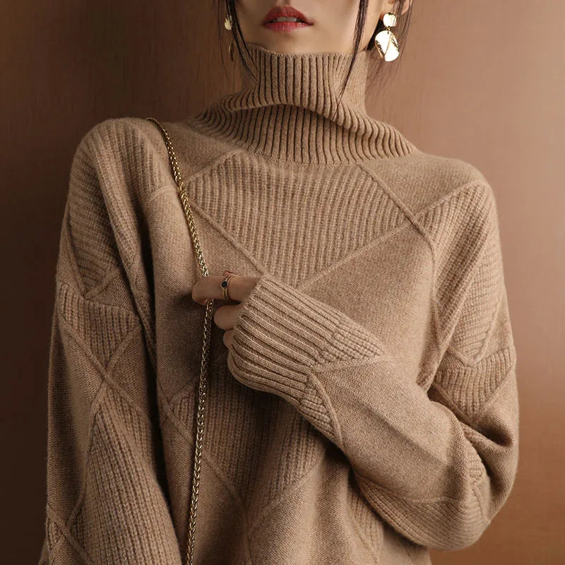 Pure Wool Solid Turtleneck Sweater