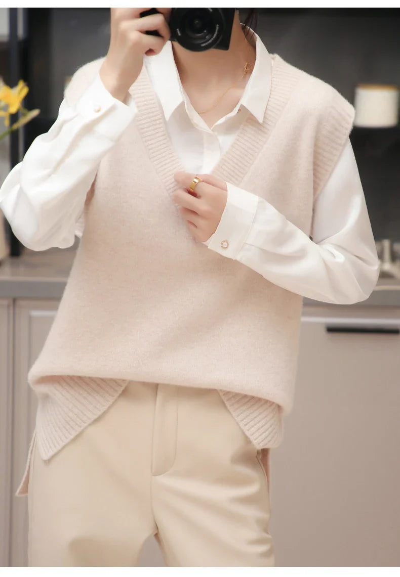 V-Neck Wool Knitted Sweater Vest