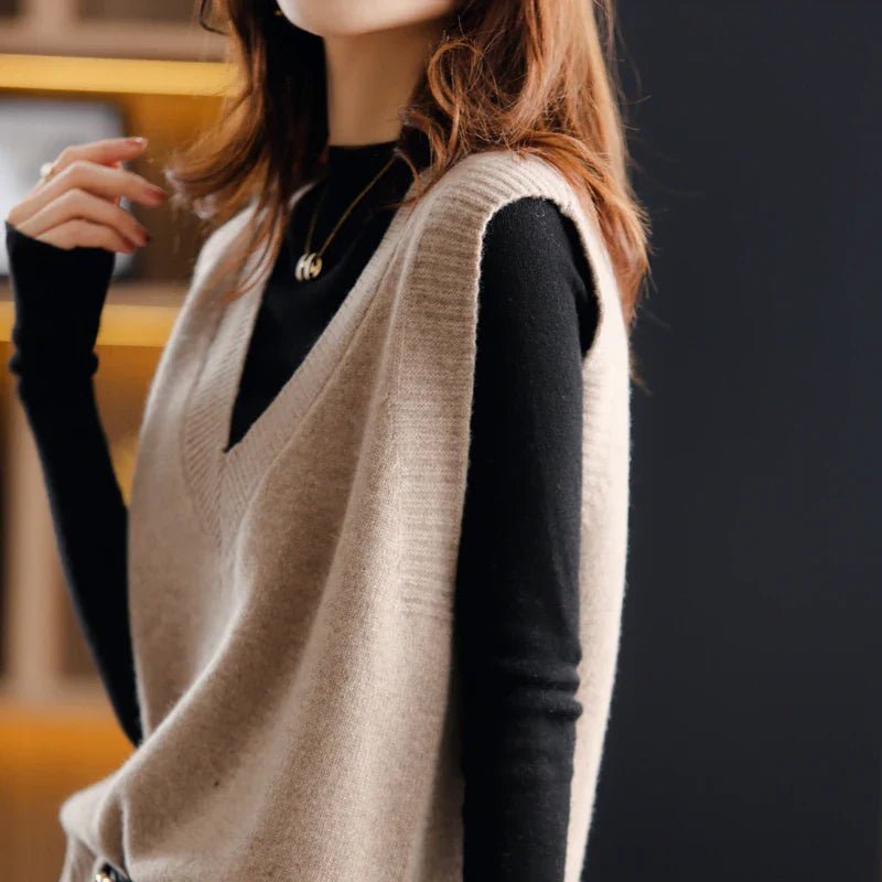 V-Neck Wool Knitted Sweater Vest