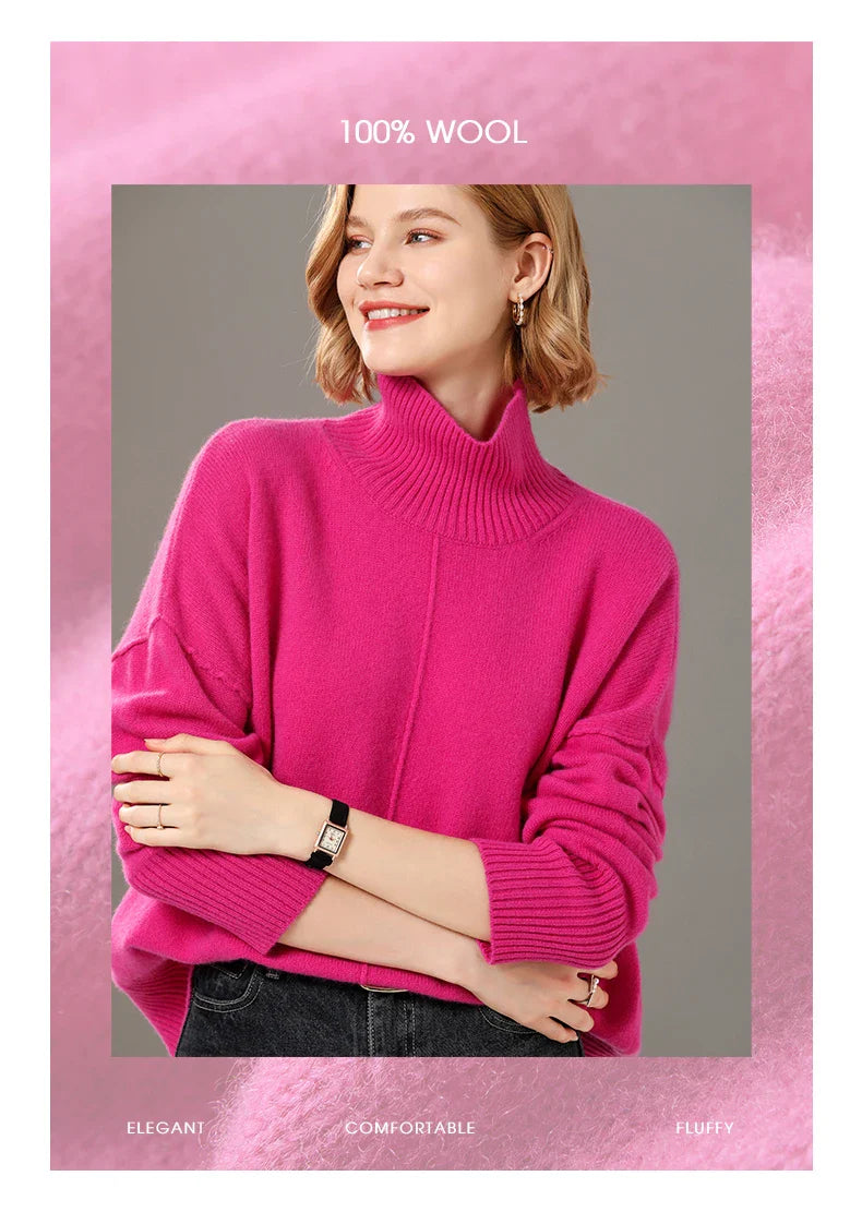 Turtleneck Solid Color Cashmere Sweater