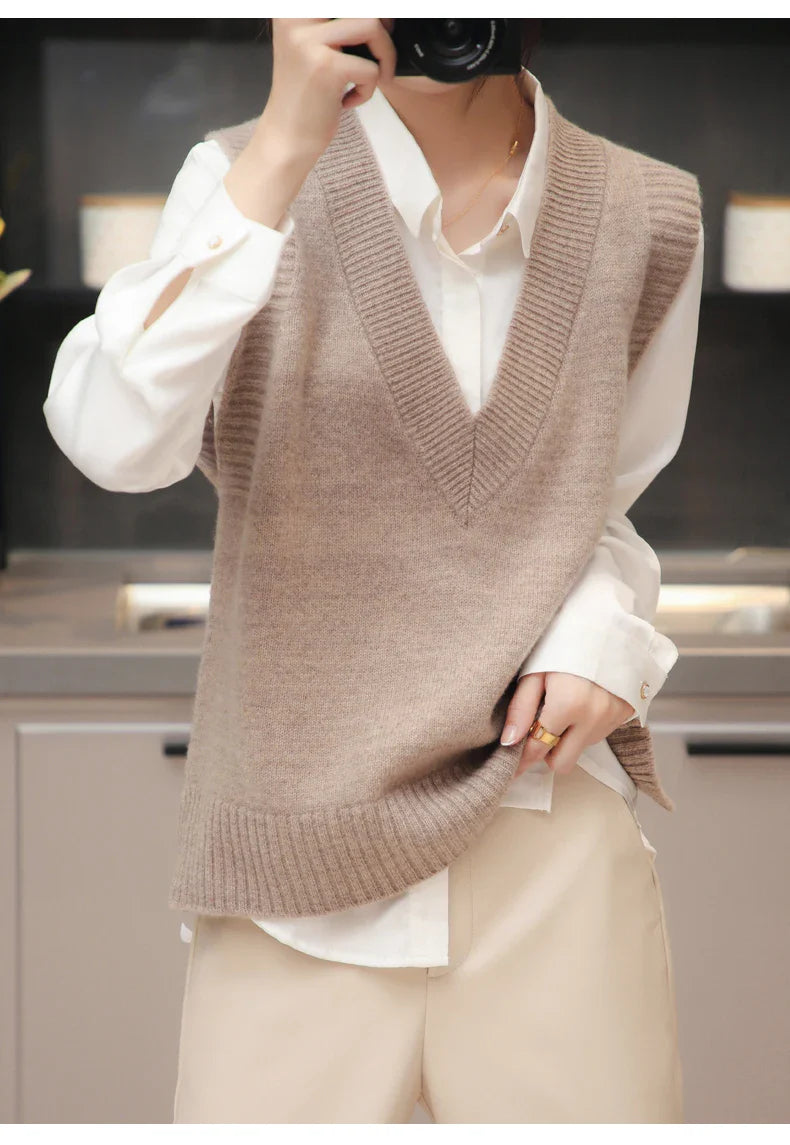 V-Neck Wool Knitted Sweater Vest