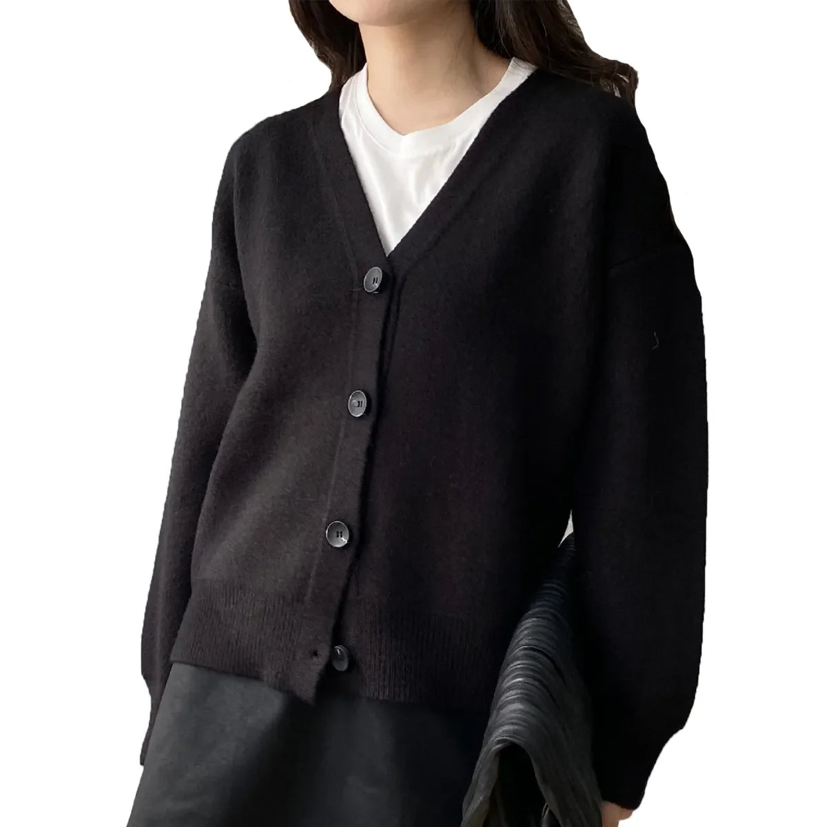 Casual V-Neck Solid Short Cardigan