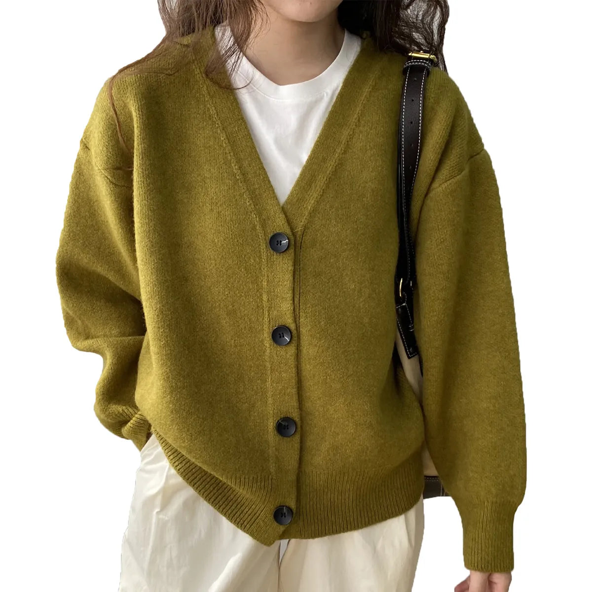 Casual V-Neck Solid Short Cardigan