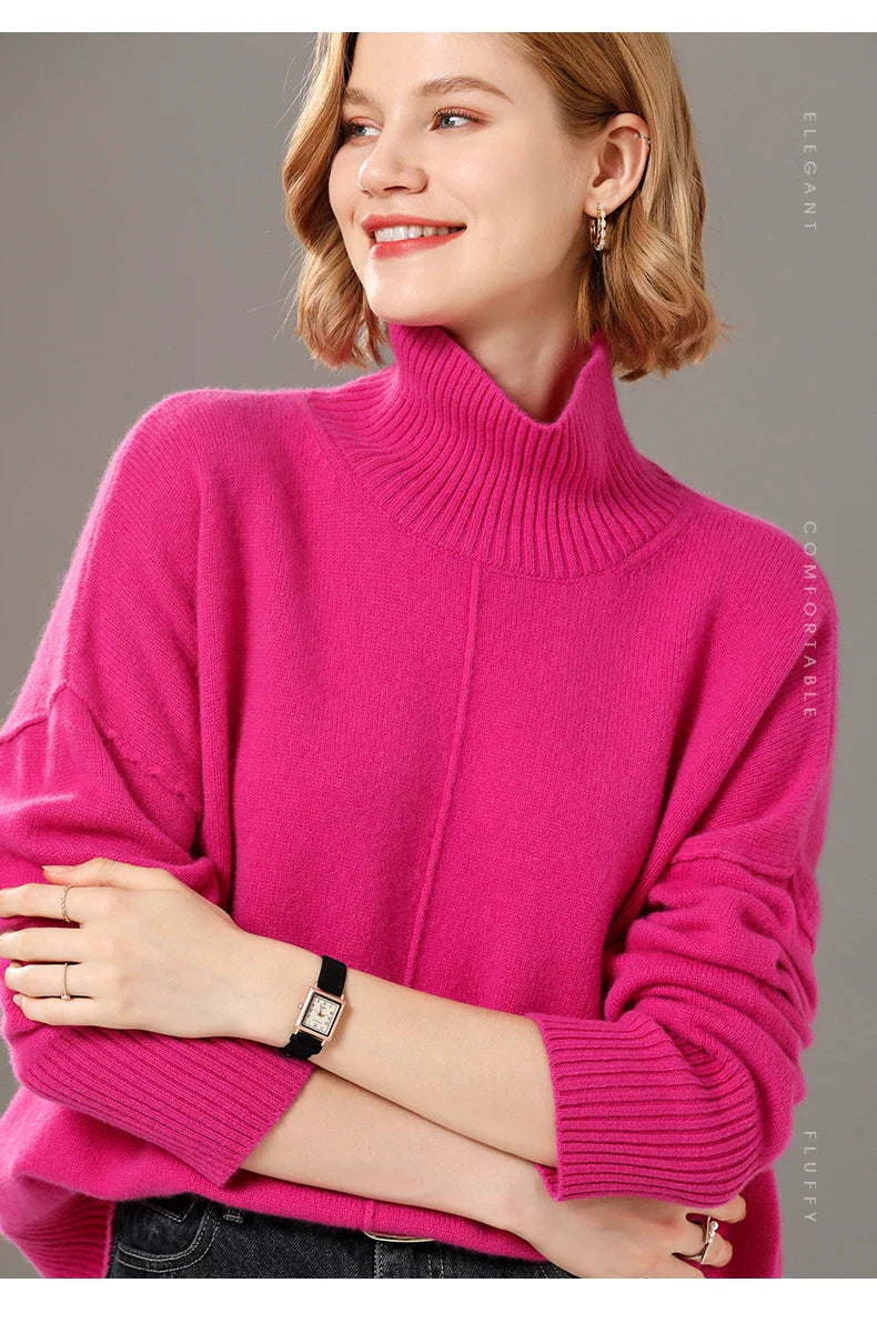 Turtleneck Solid Color Cashmere Sweater