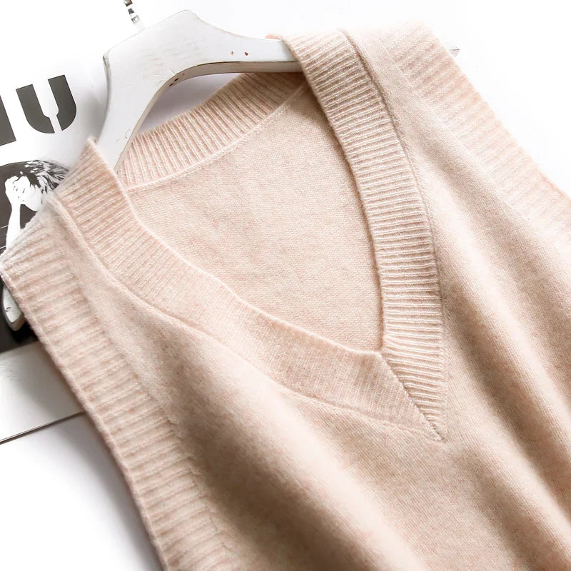 V-Neck Wool Knitted Sweater Vest