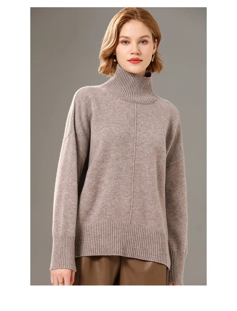 Turtleneck Solid Color Cashmere Sweater