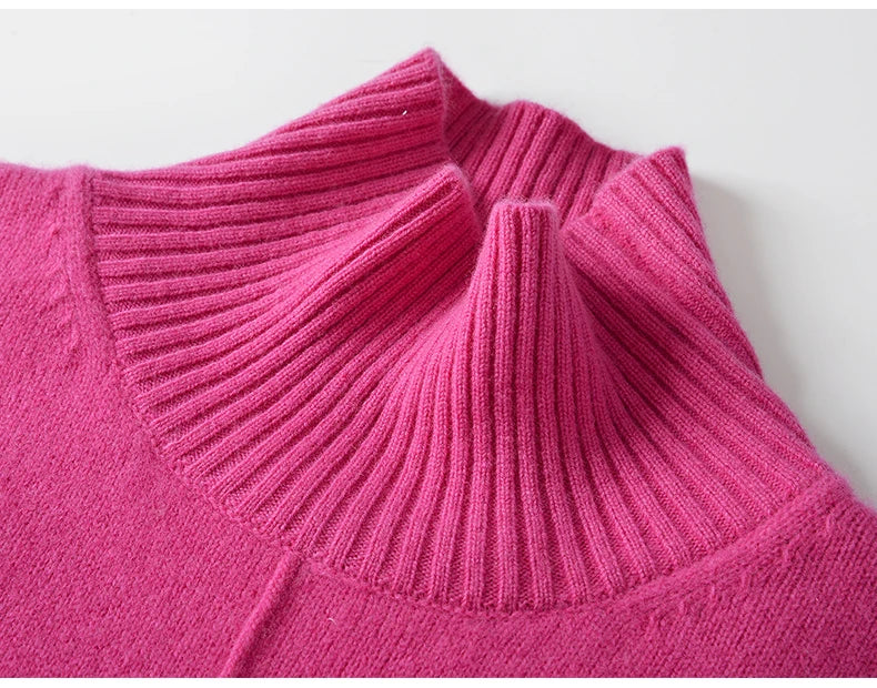 Turtleneck Solid Color Cashmere Sweater