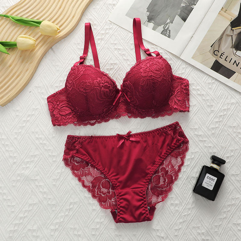 Comfortable Gathering Adjustment Lace Underwear Set