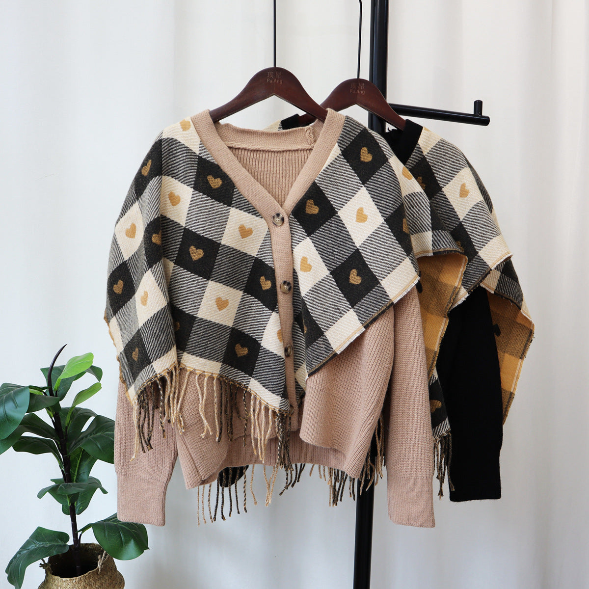 Fake Two-pieces Patchwork Shawl Sweater