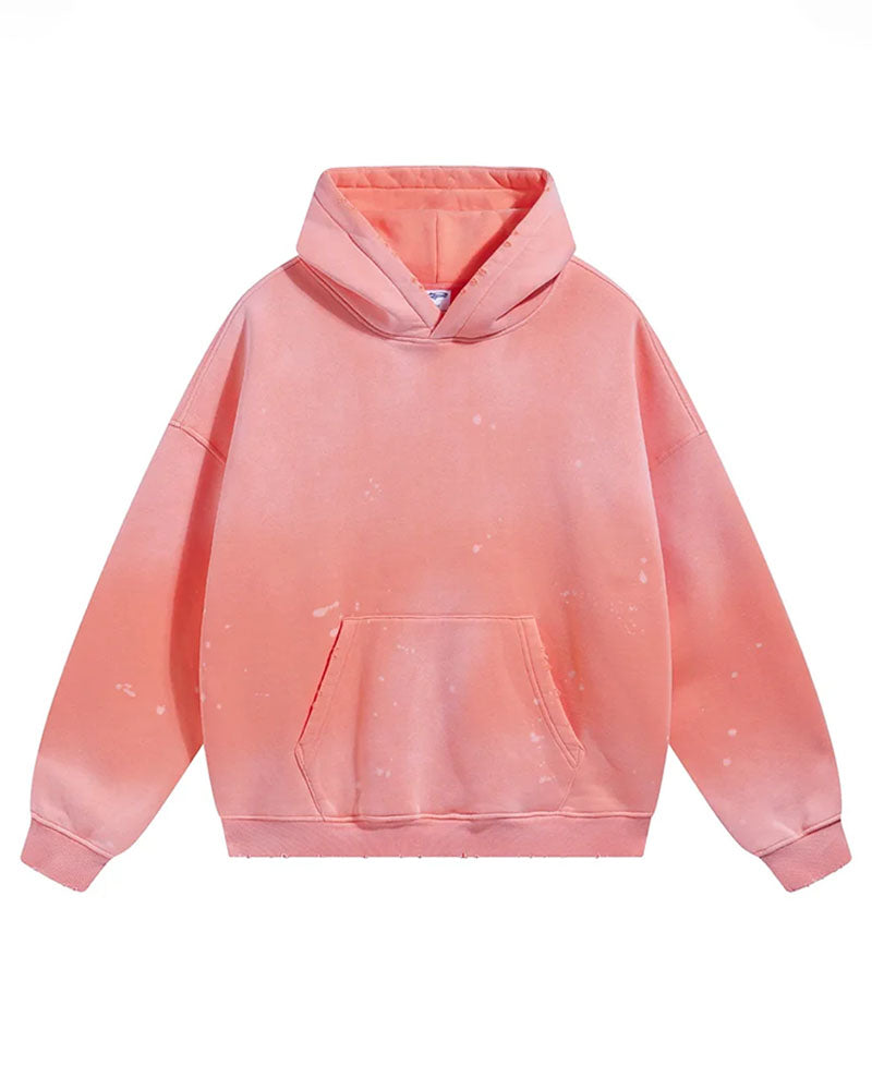 Oversized Warm Paint Distressed Hoodies