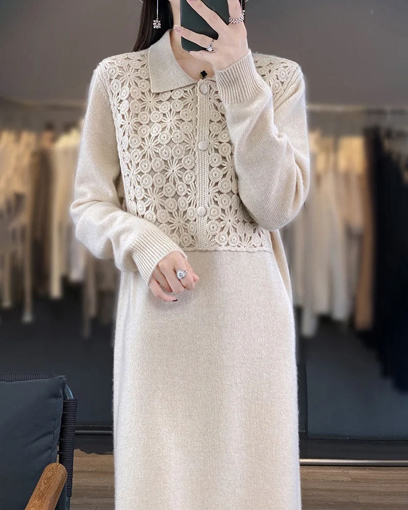 Polo Neck Cashmere Long Dress