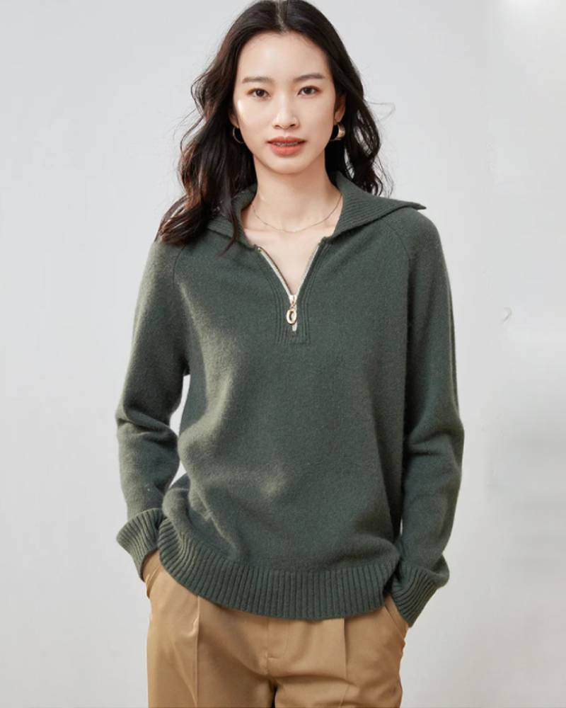 Pure Cashmere Half-zip Collar Jumper