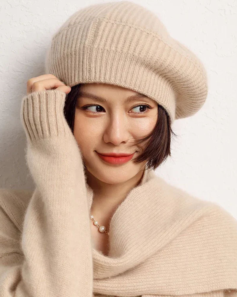 Pure Cashmere Knitted Beret