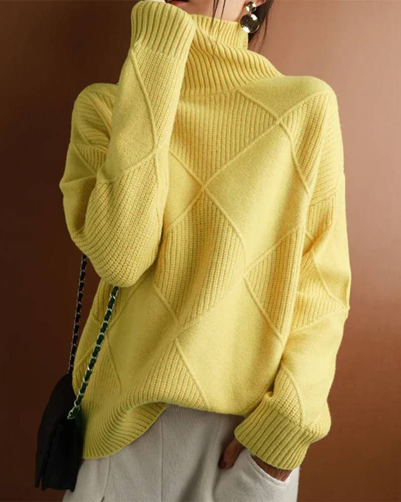 100 % wool solid turtleneck sweater, fine 19.5-micron knit, slim silhouette, heather taupe—breathable warmth for winter layering or solo wear.