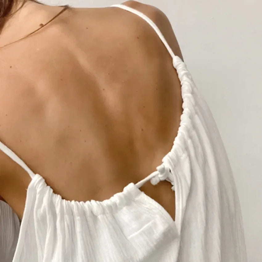 Spaghetti Strap Cotton Split Lounge Dress