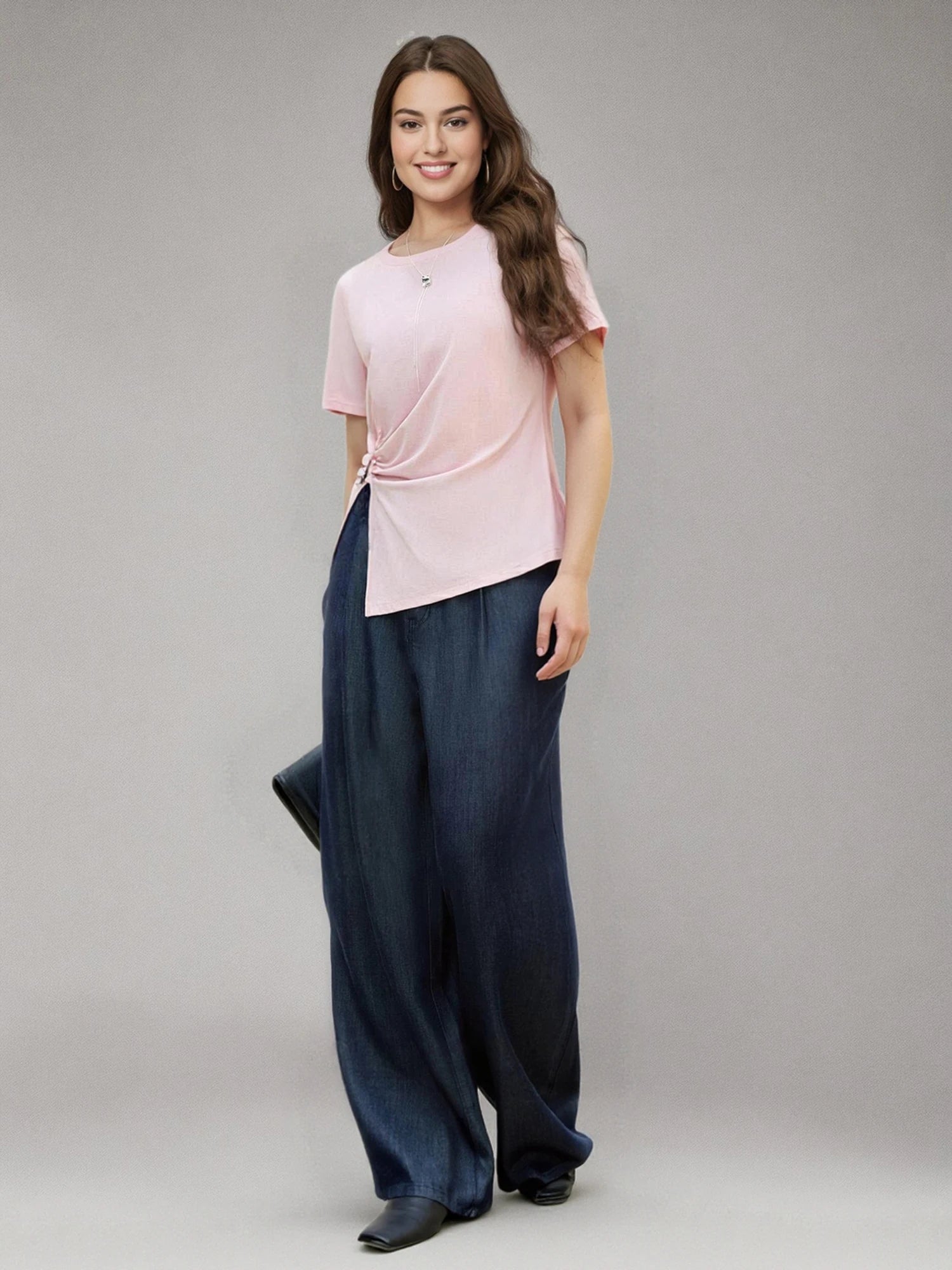 Relaxed Lyocell Straight-Leg Pants