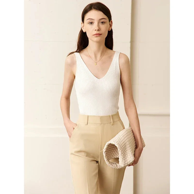 Solid V-neck Sexy Slim Vest