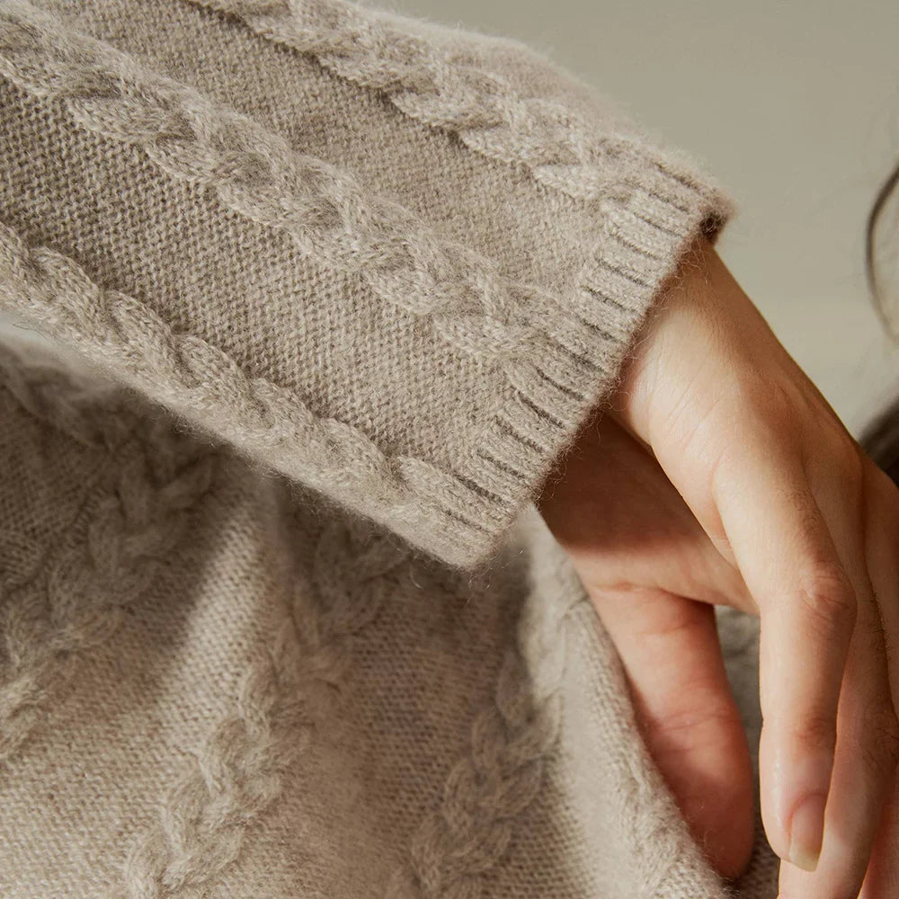 Semi-Sheer Cable-knit Baby Cashmere Sweater
