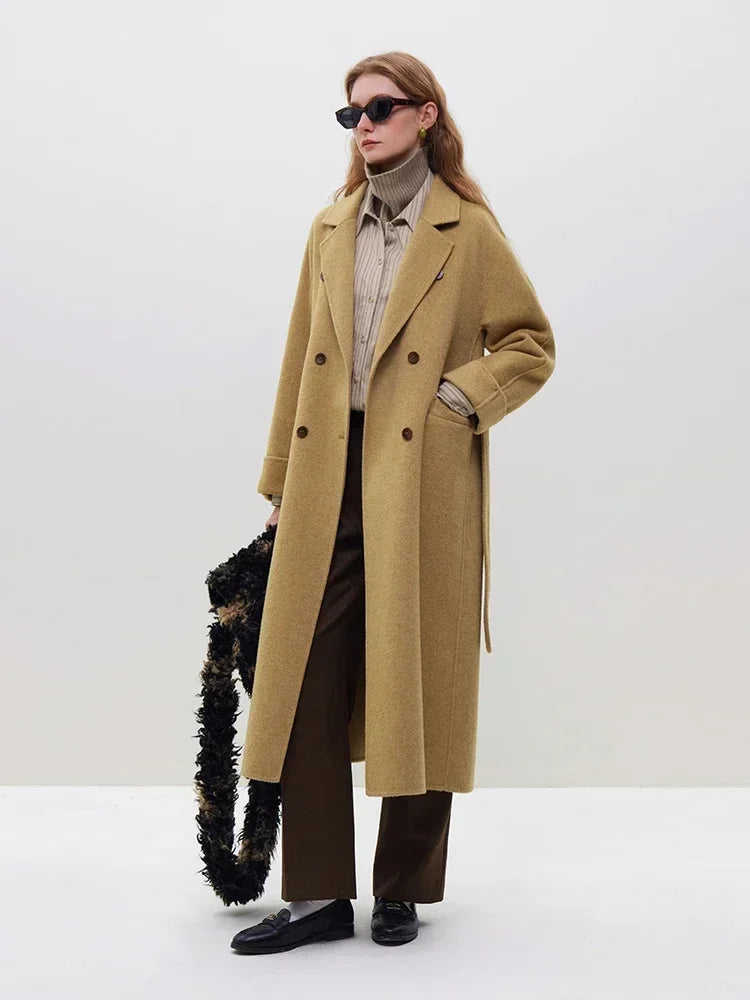 Double Breasted Wool Blend Coat