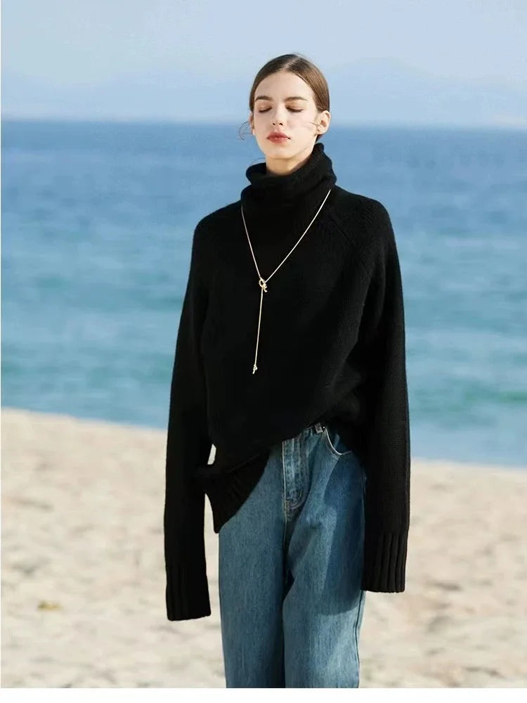 100% Pure Wool high Collar Sweater