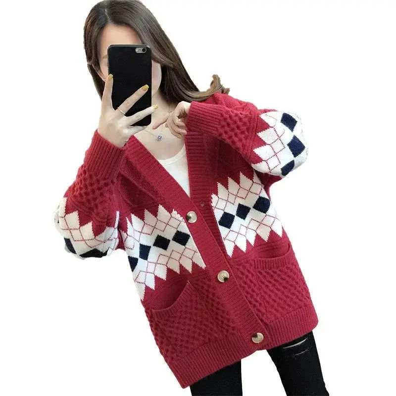 Vintage Plaid Single Breasted Cardigan