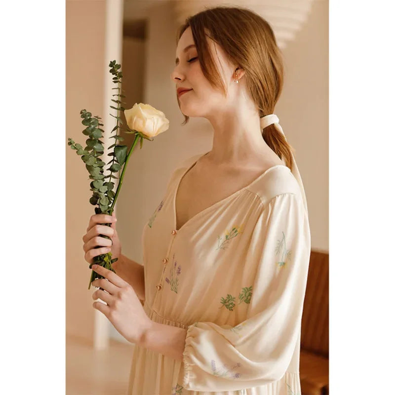 Printed Sweet Satin Sleep Dress