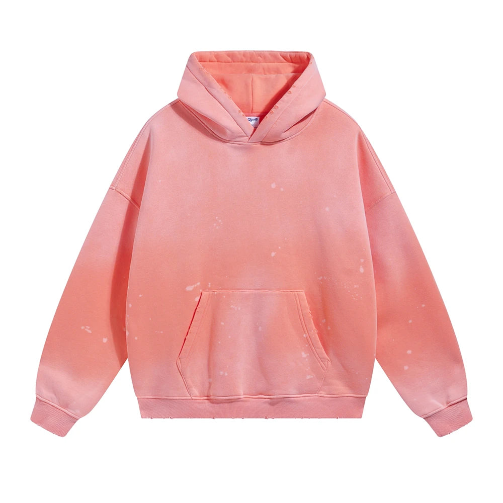 Oversized Warm Paint Distressed Hoodies