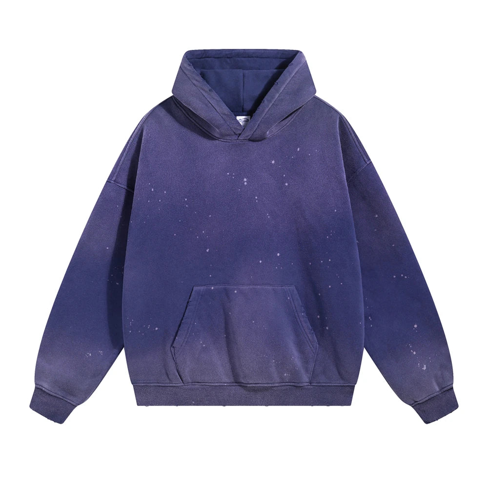 Oversized Warm Paint Distressed Hoodies