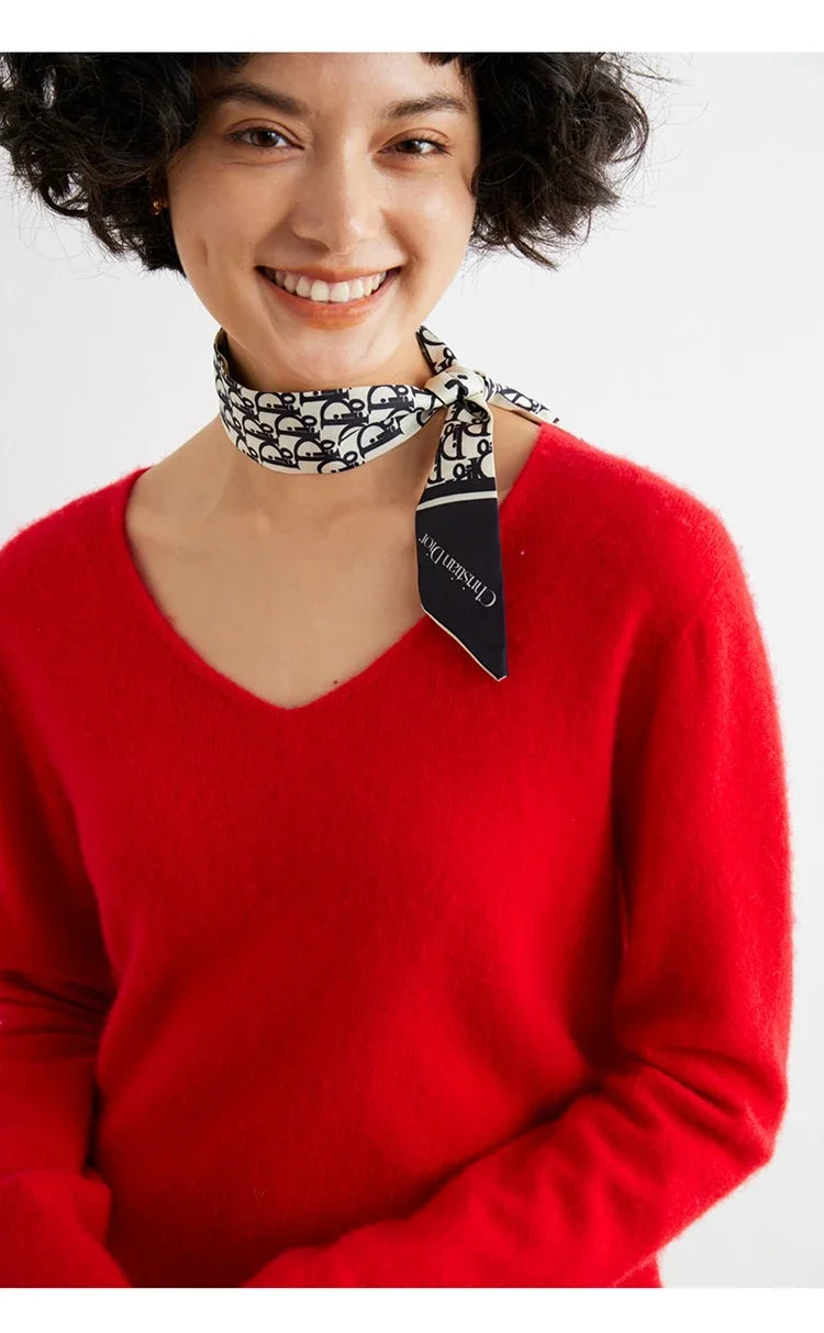V-Neck 100% Cashmere Basic Jumper