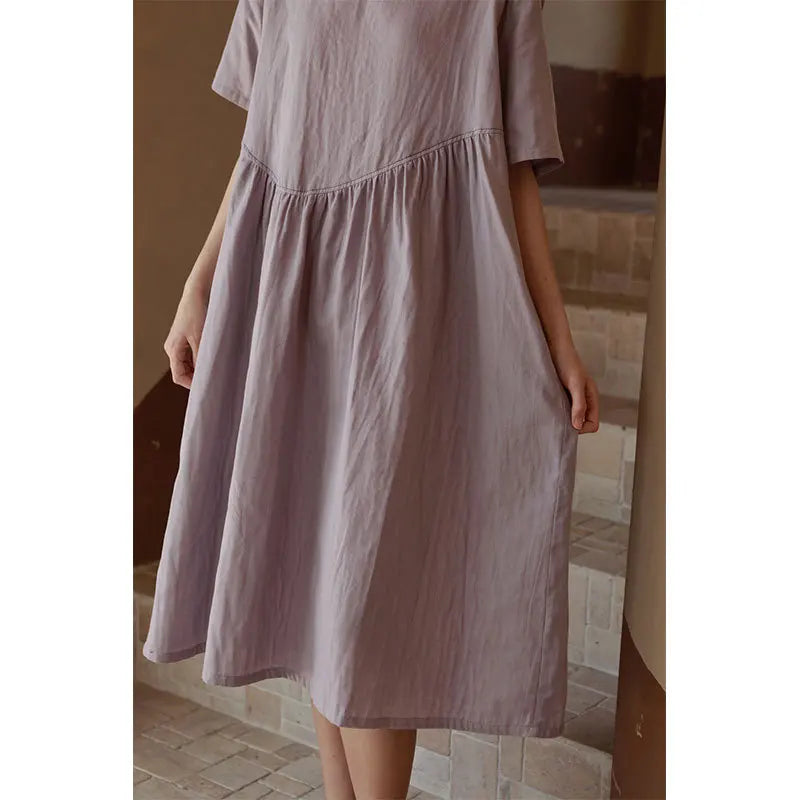 Round Neck Cotton Double-layer Nightdress