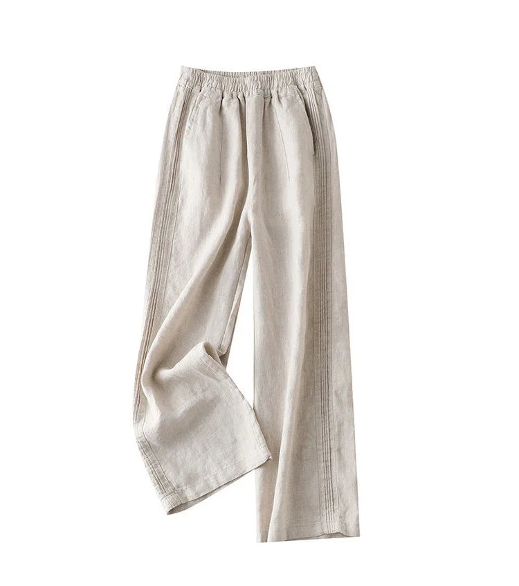 Cotton-Linen Blended Wide Leg Trousers