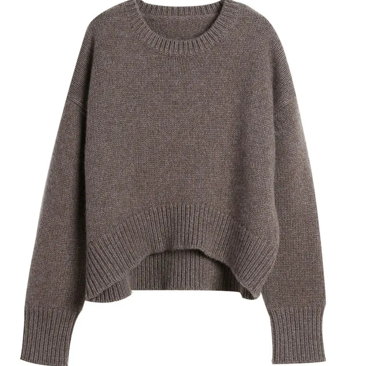 100% Cashmere Round Neck Cropped Sweater