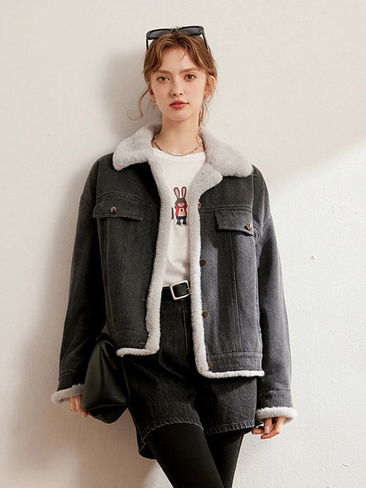 Thickened Fleece-Lined Denim Jacket