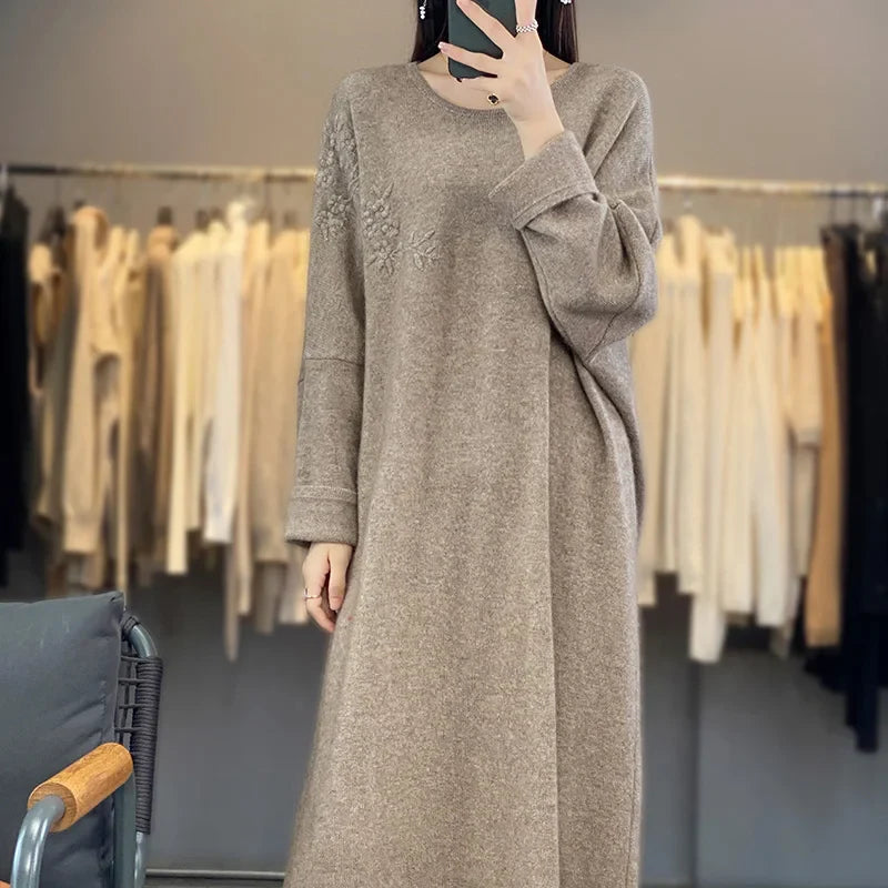 Oversized Round-Neck Cashmere Dress