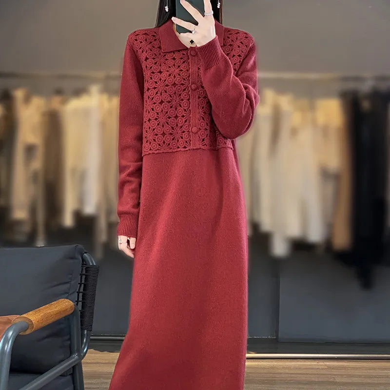 Polo Neck Cashmere Long Dress