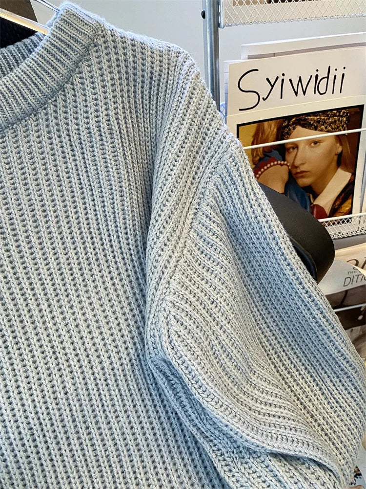 Round-Neck Oversized Knitted Pullover