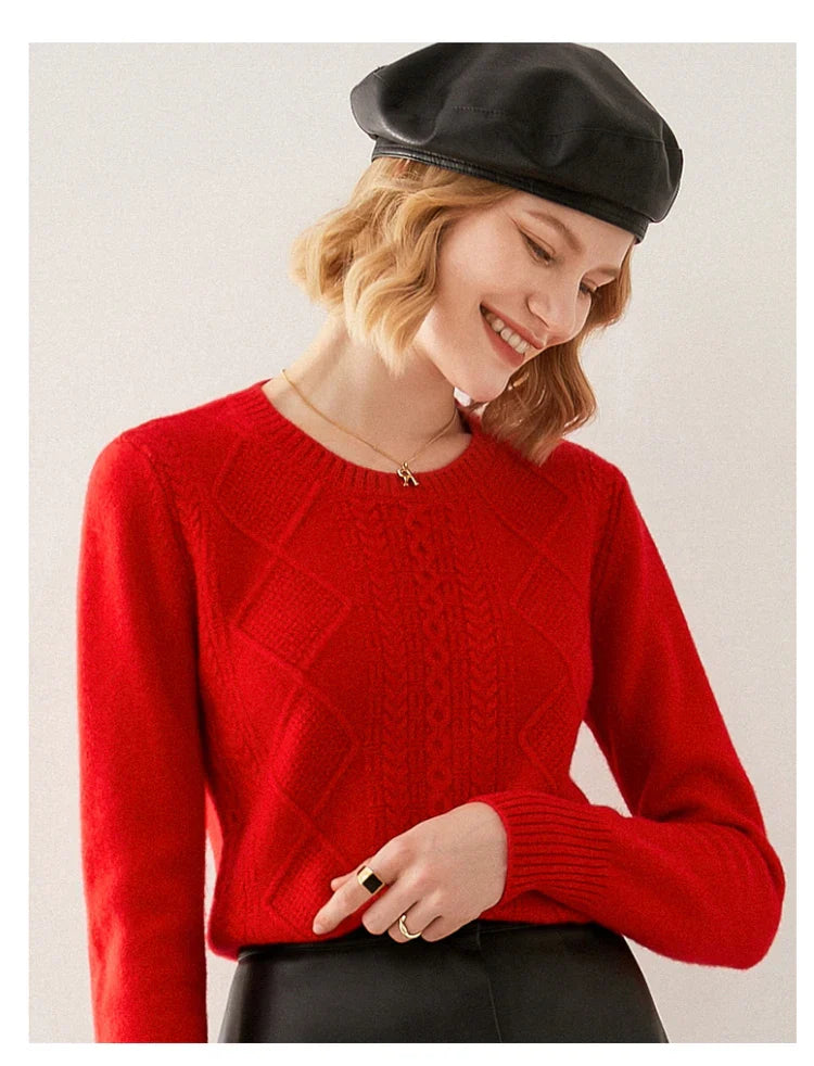 Round-Neck 100% Merino Wool Sweater