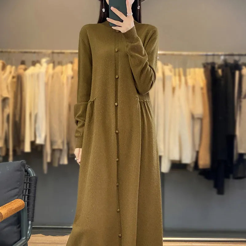 Oversized Button Detailed Cashmere Dress