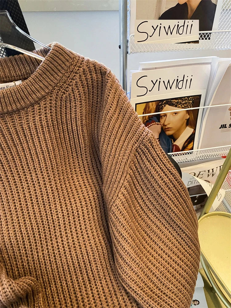 Round-Neck Oversized Knitted Pullover