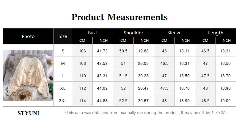 Lantern Sleeve Geometric Knitted Short Cardigan