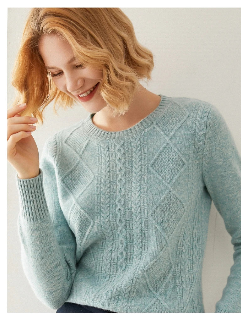 Round-Neck 100% Merino Wool Sweater